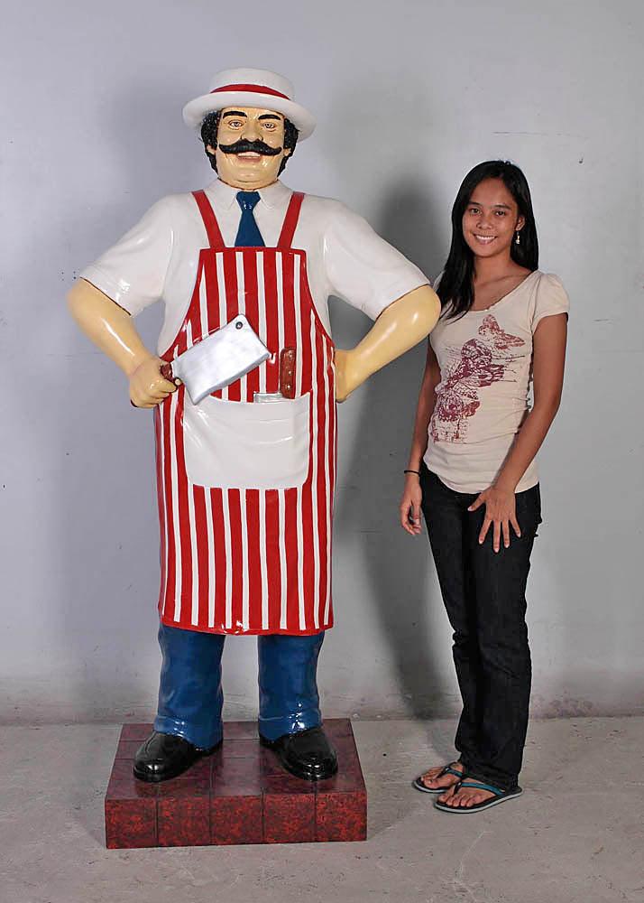 Butcher In Red Apron Statue Life Size Display Prop