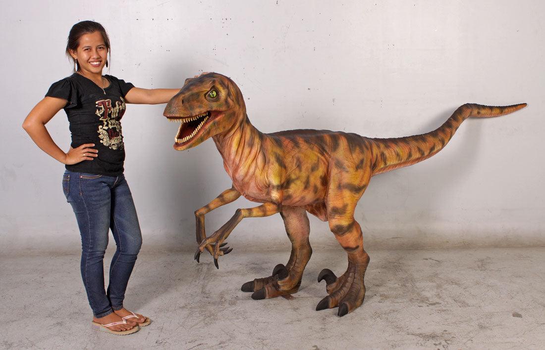 Brown Deinonychus Dinosaur Statue