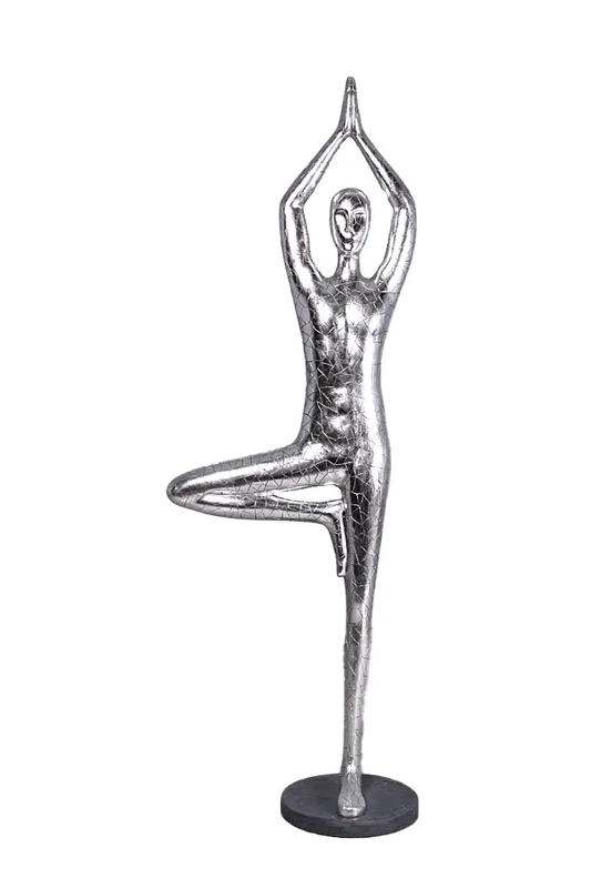 Silver Yoga Male Statue - LM Treasures Prop Rentals