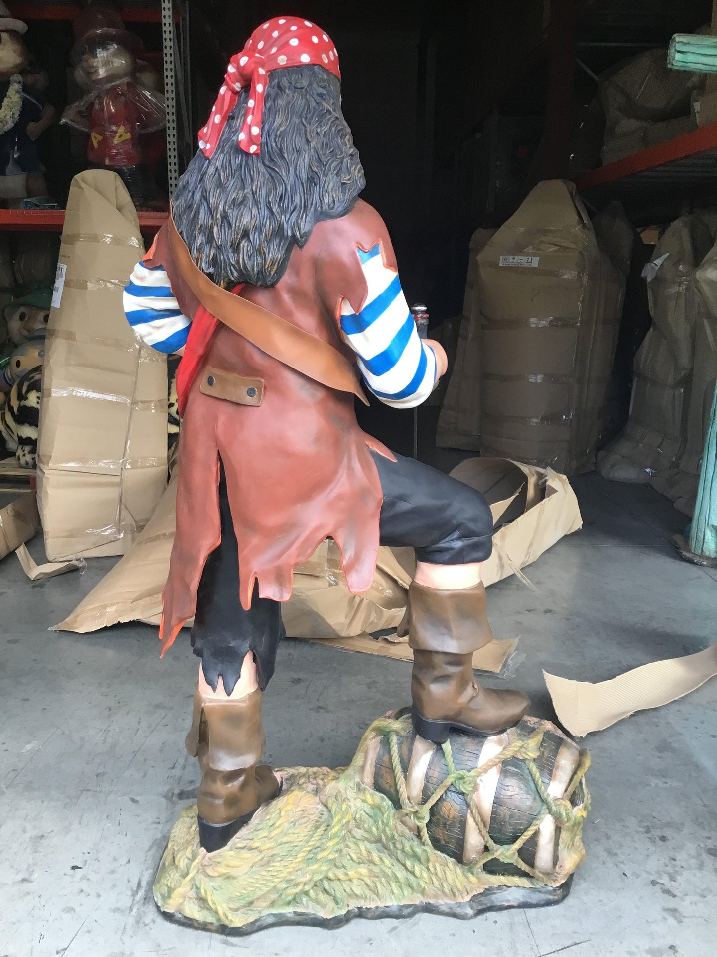 Pirate on Wine Barrel Life Size Statue