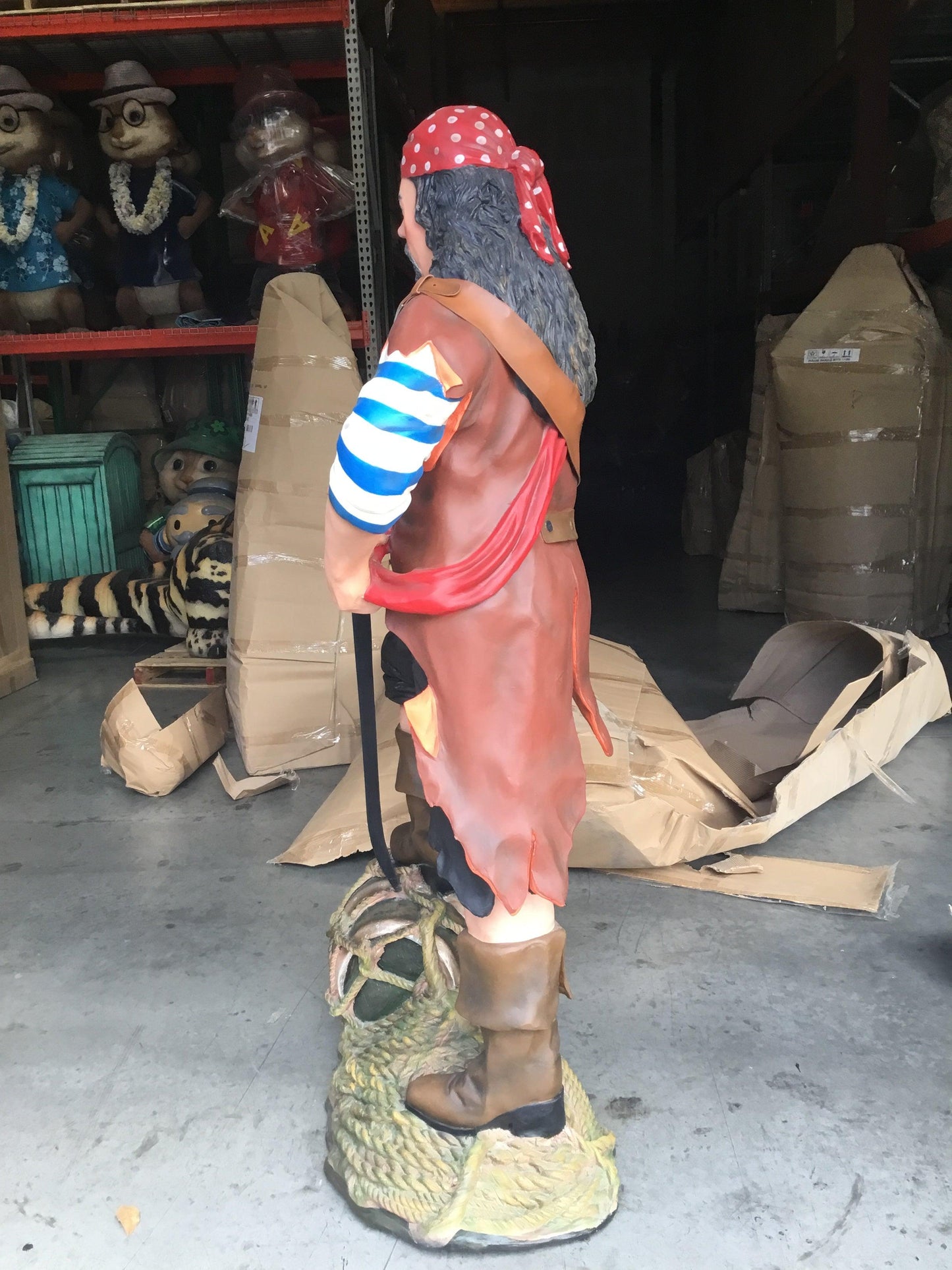Pirate on Wine Barrel Life Size Statue