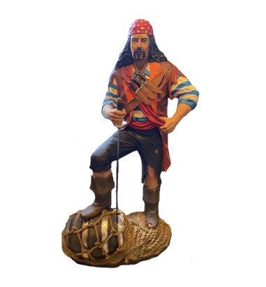 Pirate on Wine Barrel Life Size Statue