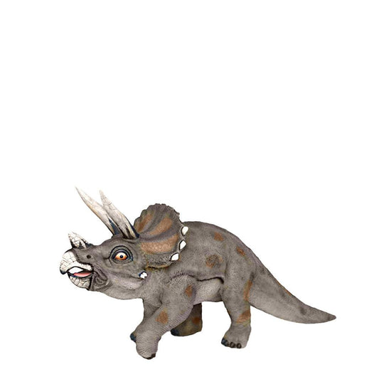 Large Gray Walking Triceratops Dinosaur Statue - LM Treasures Prop Rentals