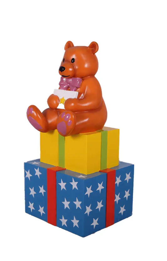 Presents with Bear Life Size Statue - LM Treasures Prop Rentals