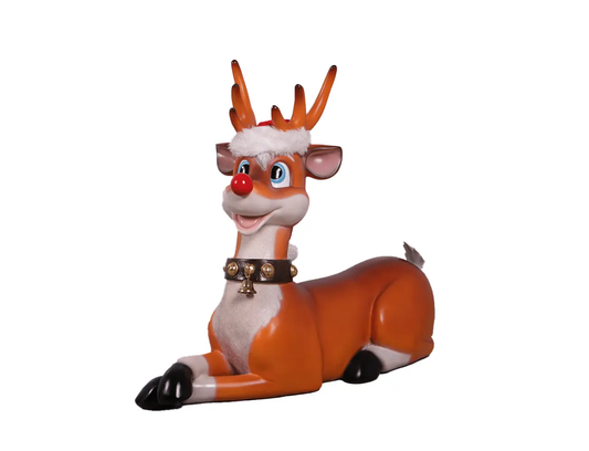 Laying Funny Reindeer Life Size Statue - LM Treasures Prop Rentals