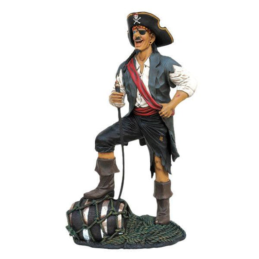 Funny Pirate Standing On Barrel Life Size Statue - LM Treasures Prop Rentals