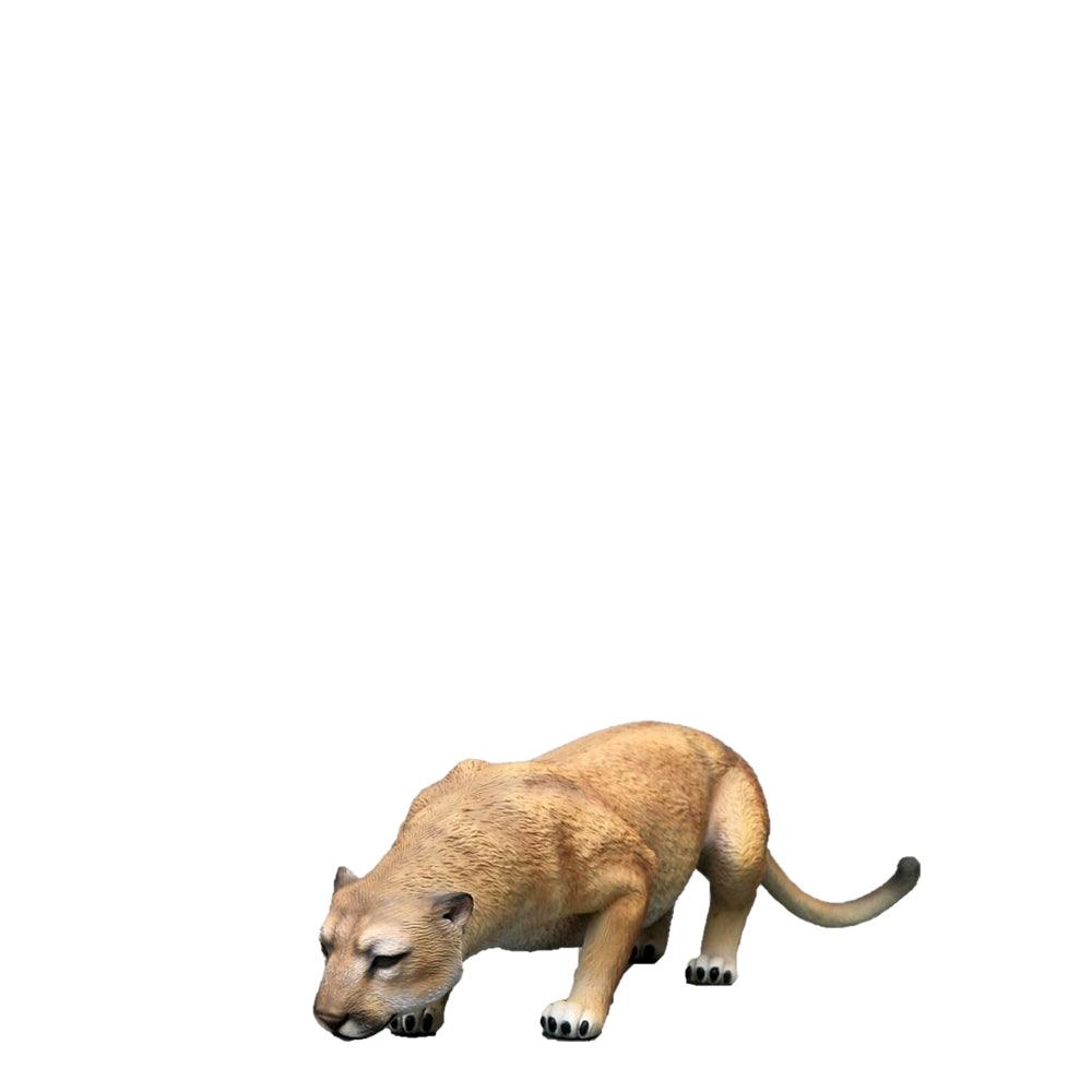 Light Crouching Cougar Statue