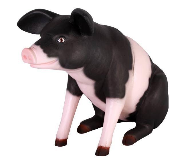 Pig Black And Pink Sitting Baby Farm Prop Life Size Decor Resin Statue - LM Treasures Prop Rentals