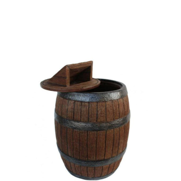 Barrel Trash Can Statue - LM Treasures Prop Rentals