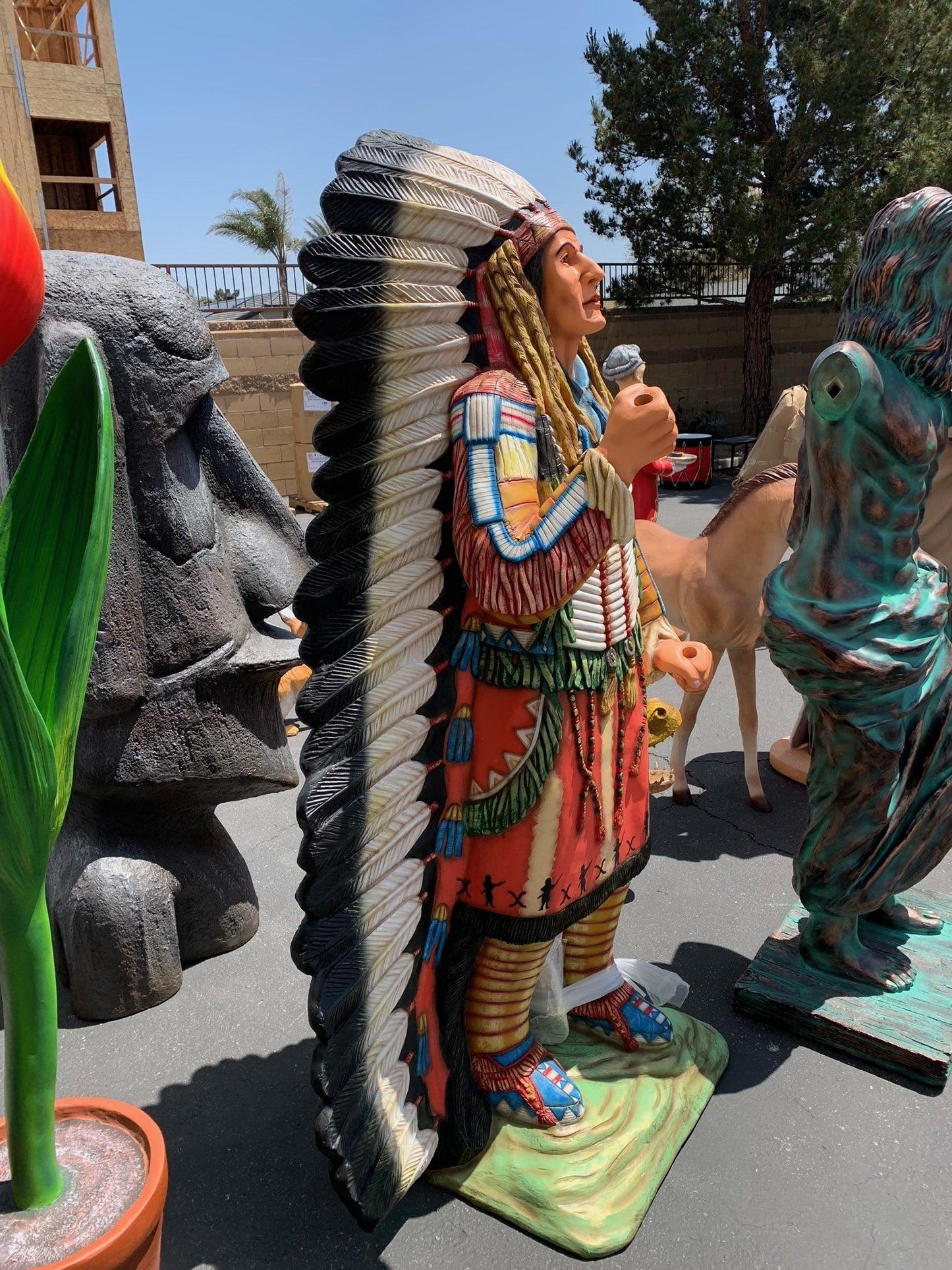 Indian With Spear Statue