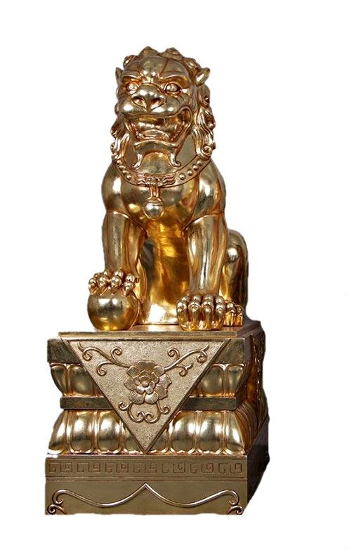 Foo Dog Male On Base Statue