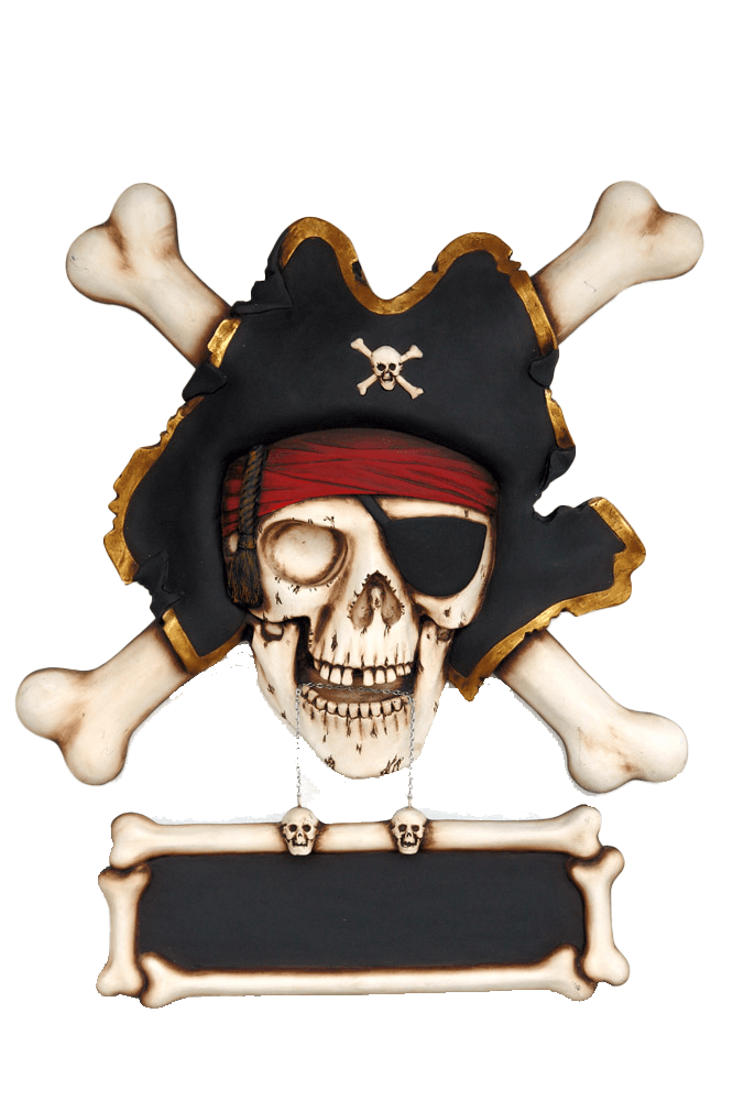 Pirate Skull Cross Bone Sign Statue