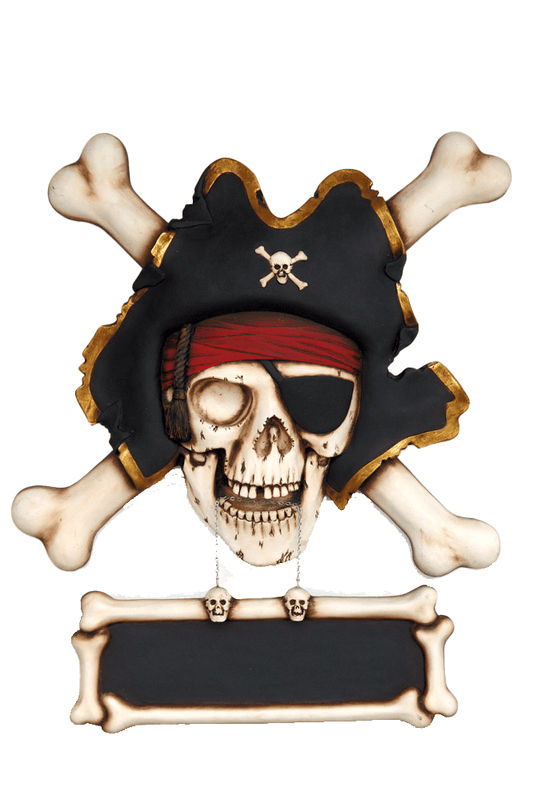Pirate Skull Cross Bone Sign Statue - LM Treasures Prop Rentals