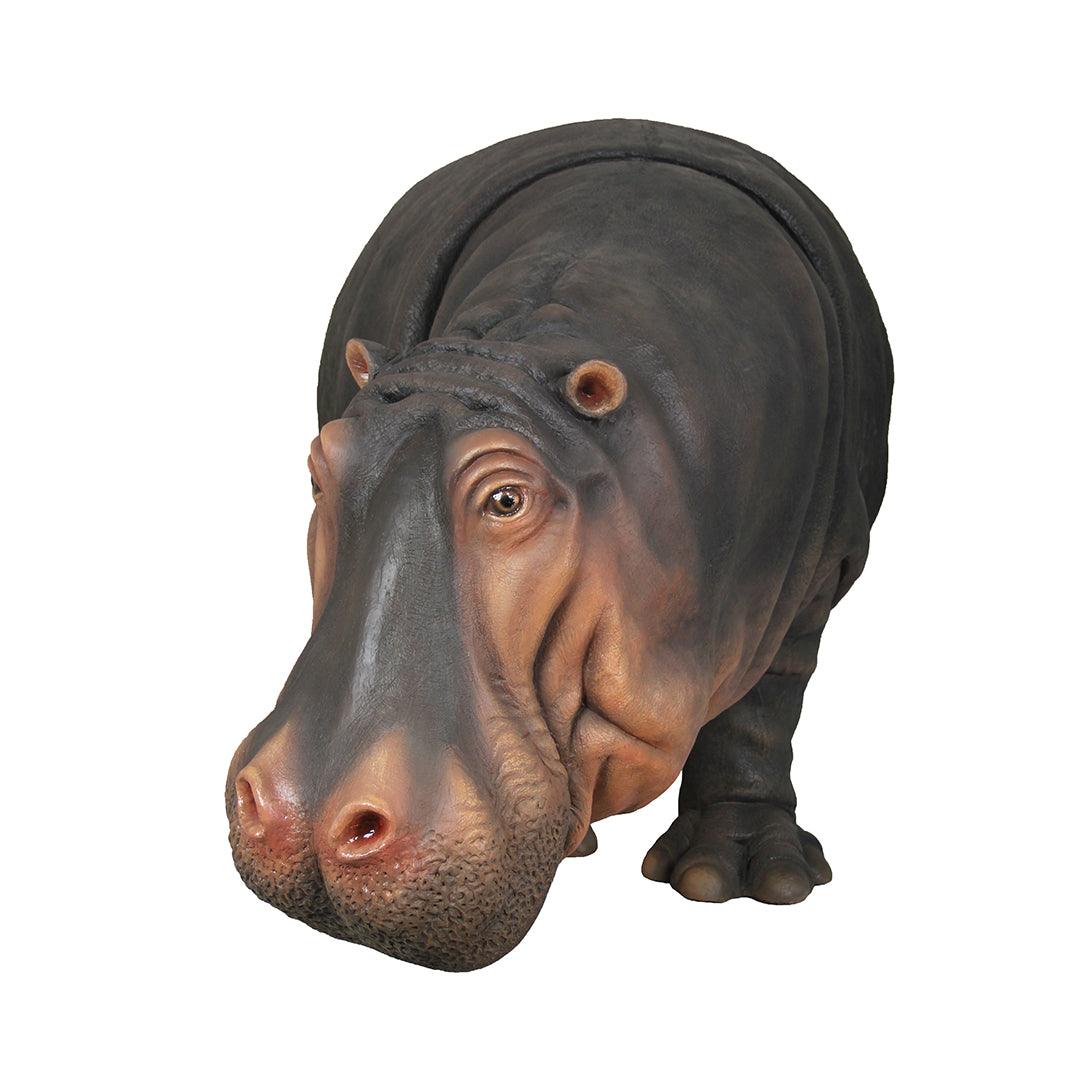 Gray Hippo Life Size Statue