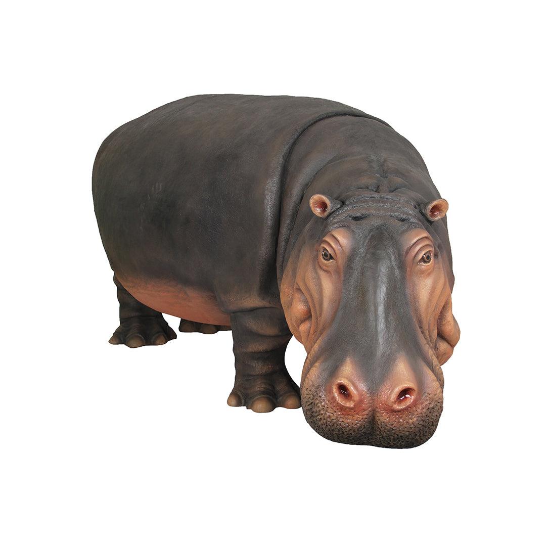 Gray Hippo Life Size Statue