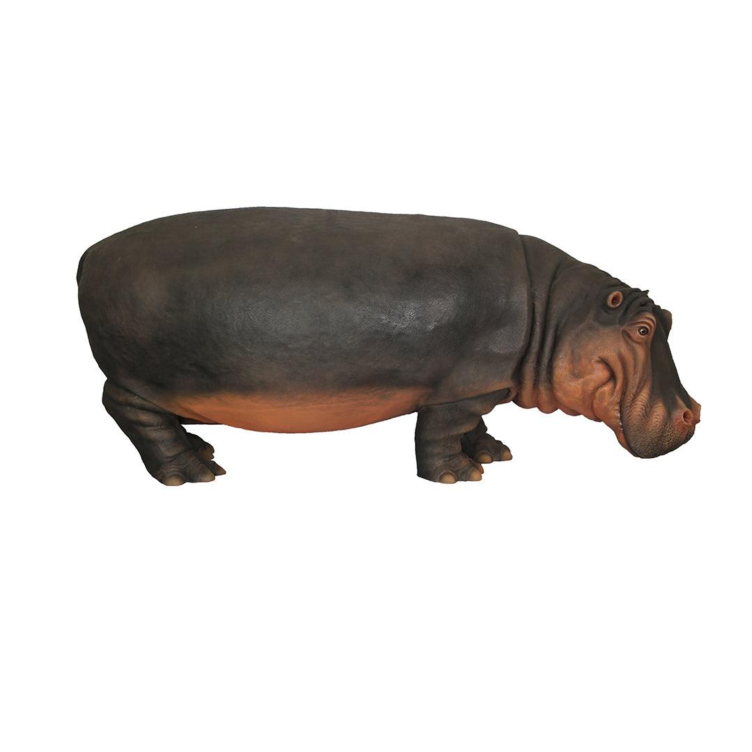 Gray Hippo Life Size Statue