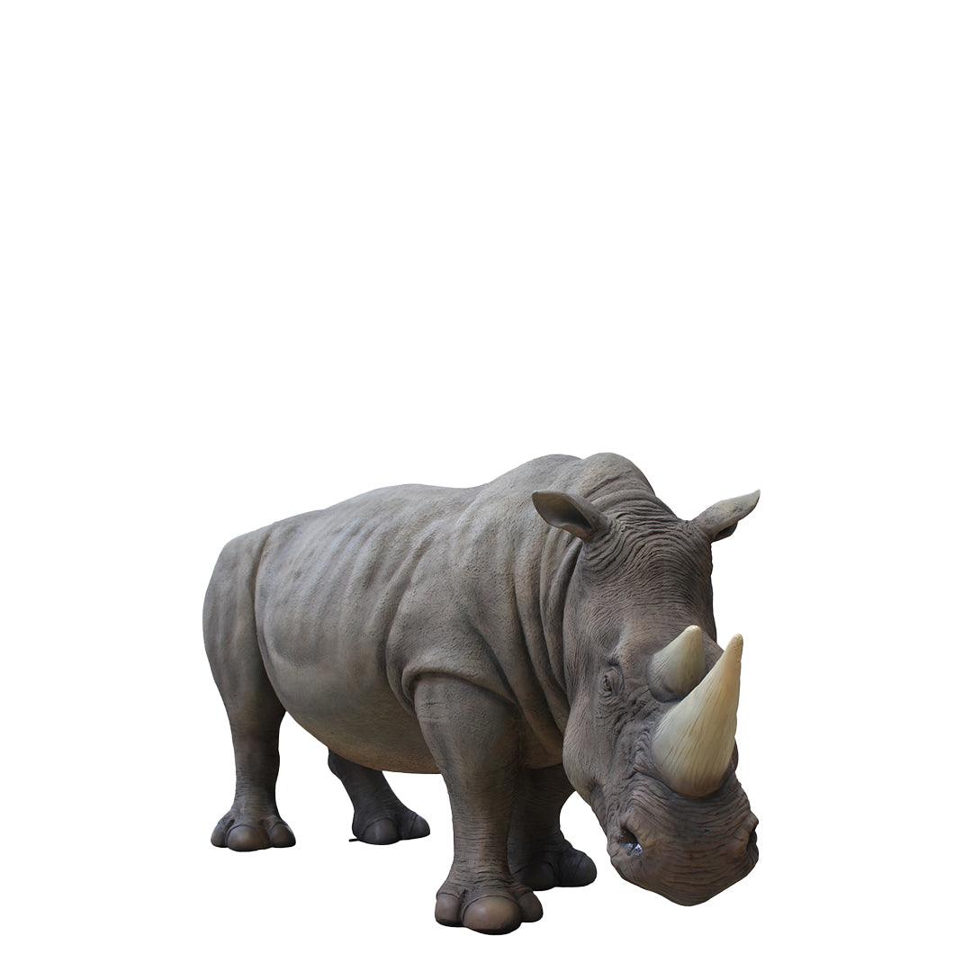Gray Rhinoceros Life Size Statue - LM Treasures Prop Rentals