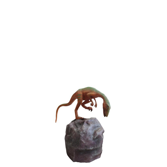 Compsognathus Dinosaur On Rock Statue - LM Treasures Prop Rentals