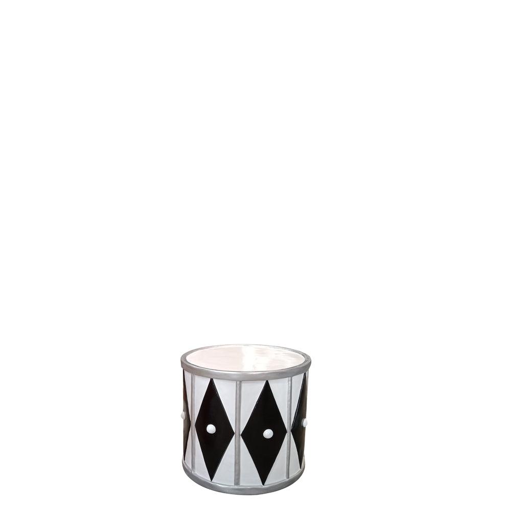 White And Silver Drum Statue - LM Treasures Prop Rentals
