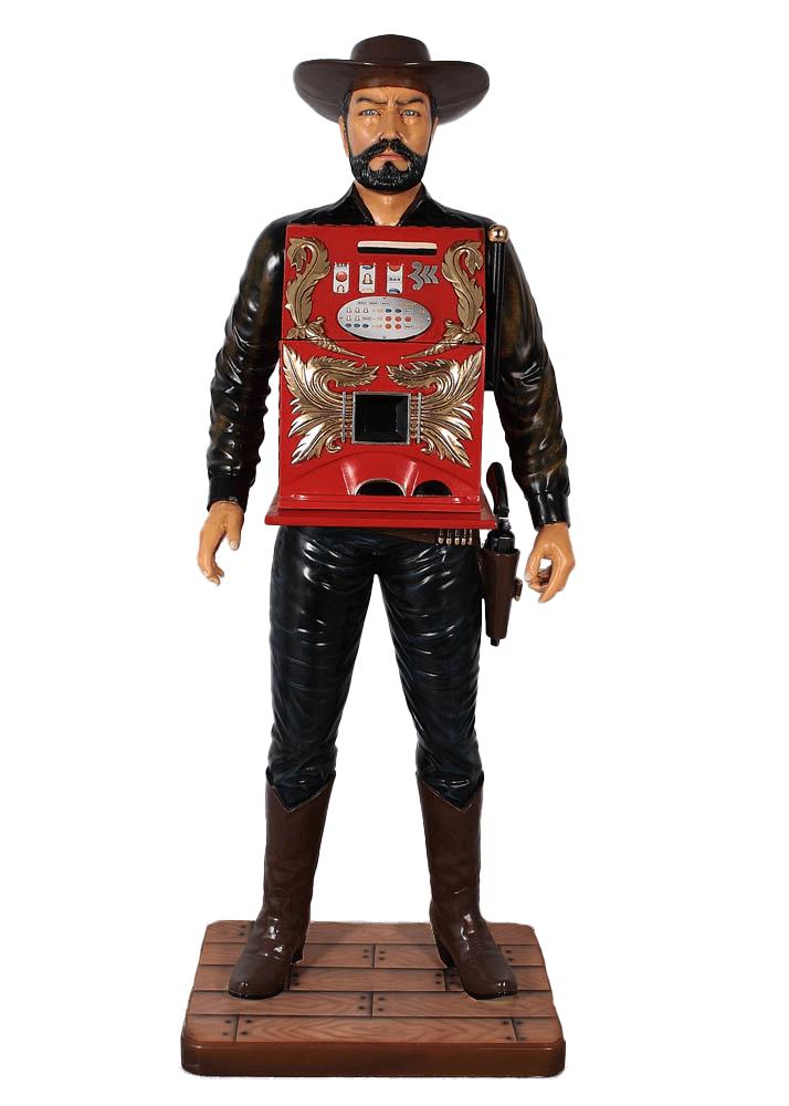 Cowboy Slot Machine Cabinet Life Size Statue