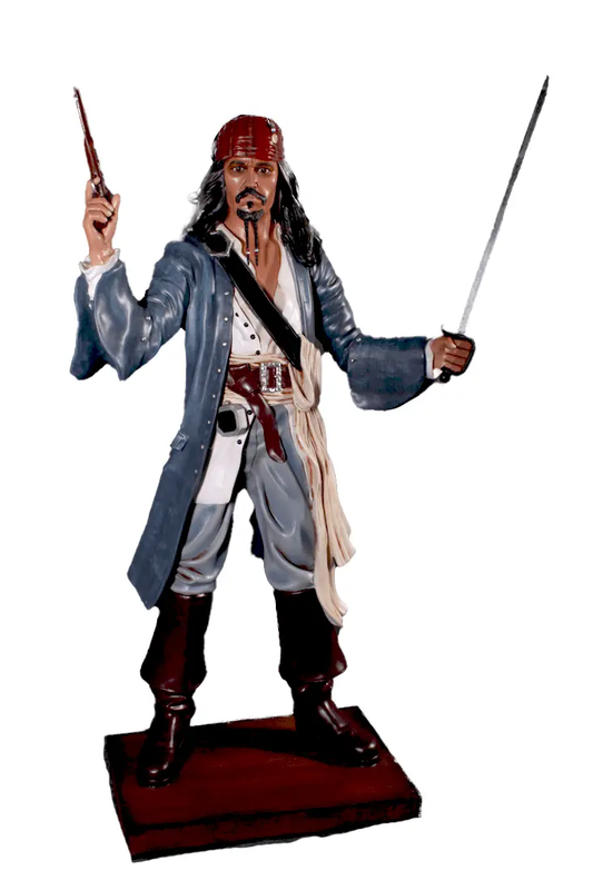 Fighting Pirate Captain Jack Life Size Statue - LM Treasures Prop Rentals