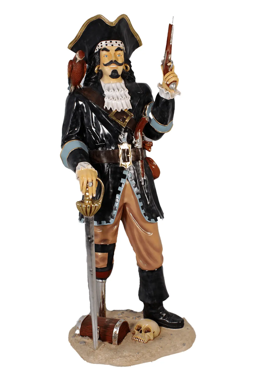 Pirate Captain Morgan With Gun Life Size Statue - LM Treasures Prop Rentals