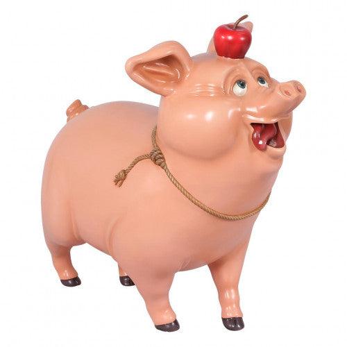 Comic Pig With Apple Statue