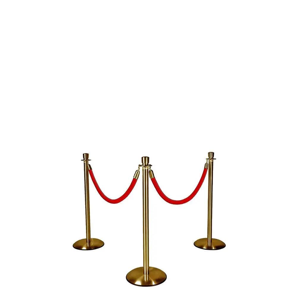Gold Stanchions with Red Ropes - LM Treasures Prop Rentals
