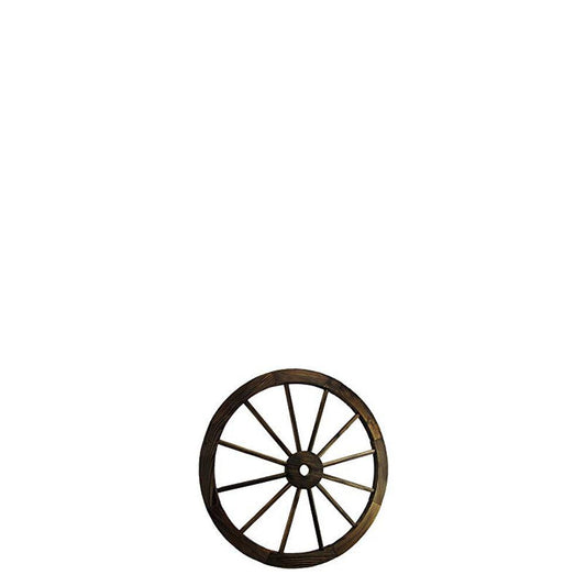 Wooden Wagon Wheel Statue - LM Treasures Prop Rentals