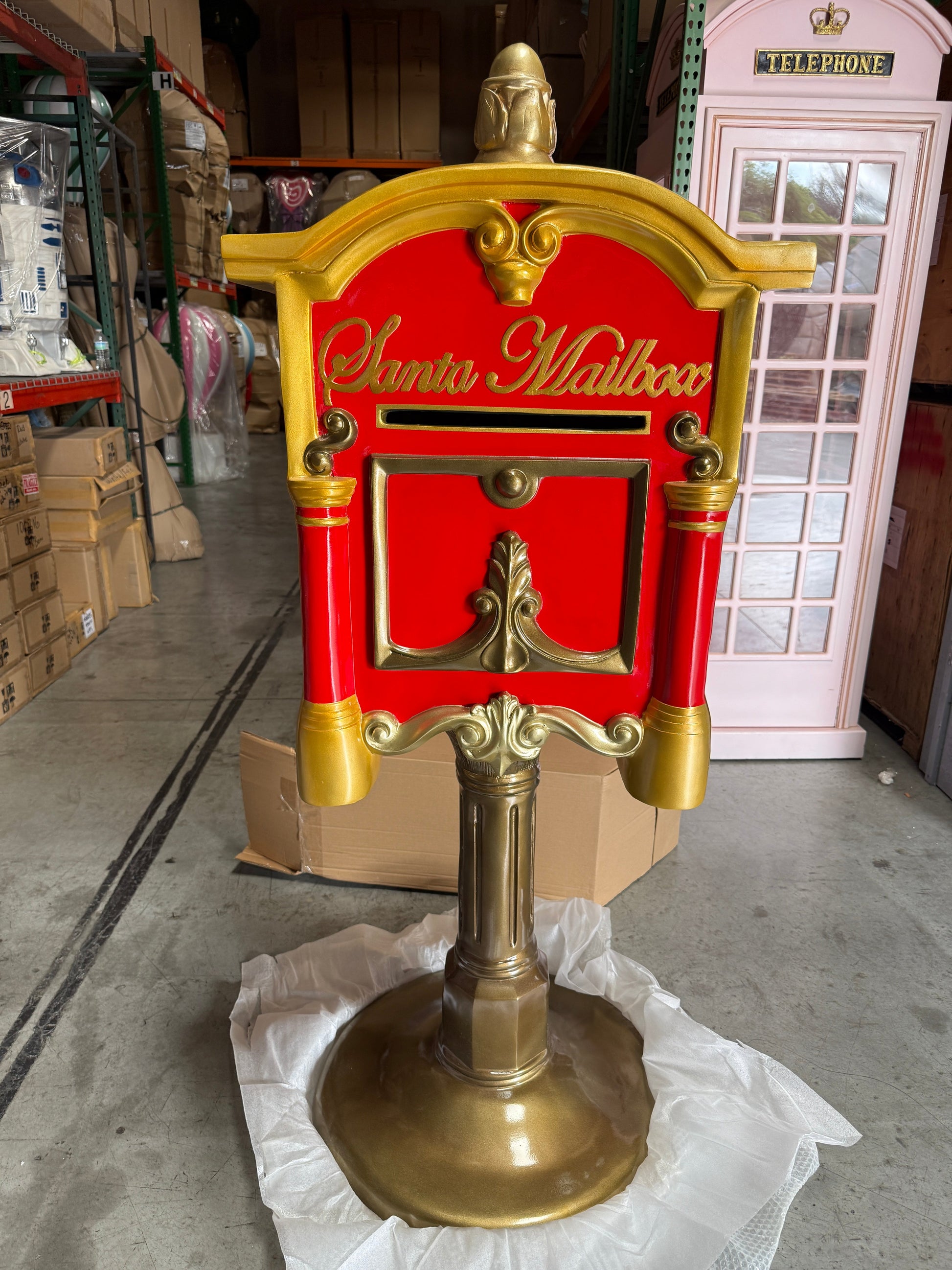 Santa's Mailbox on Stand Statue S0325-0003-T