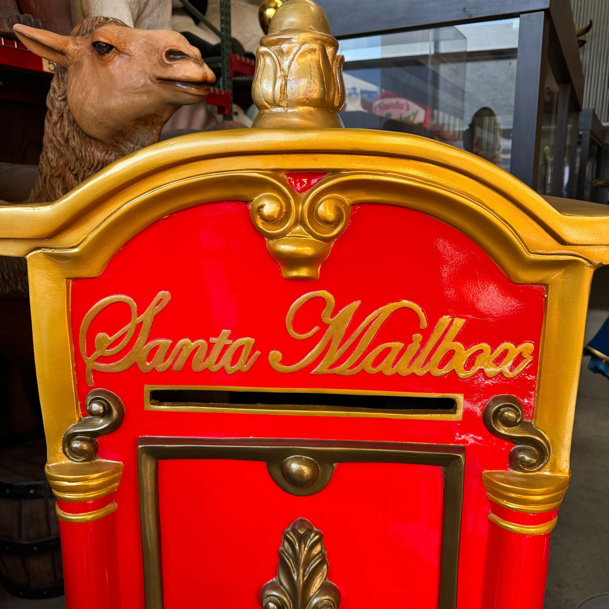 Santa's Mailbox on Stand Statue S0325-0003-T