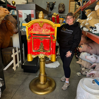 Santa's Mailbox on Stand Statue S0325-0003-T