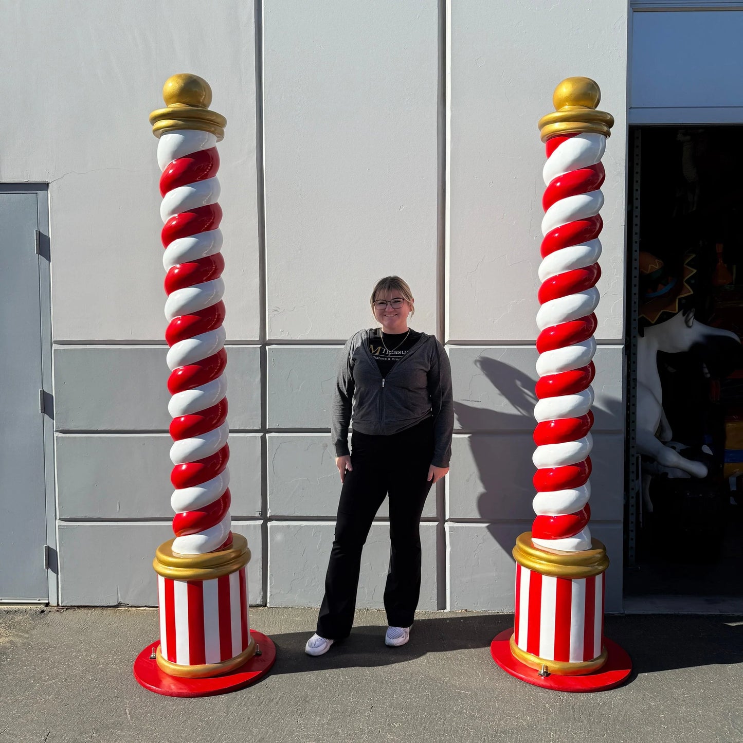 Single Candy Cane Twist Pillar Statue