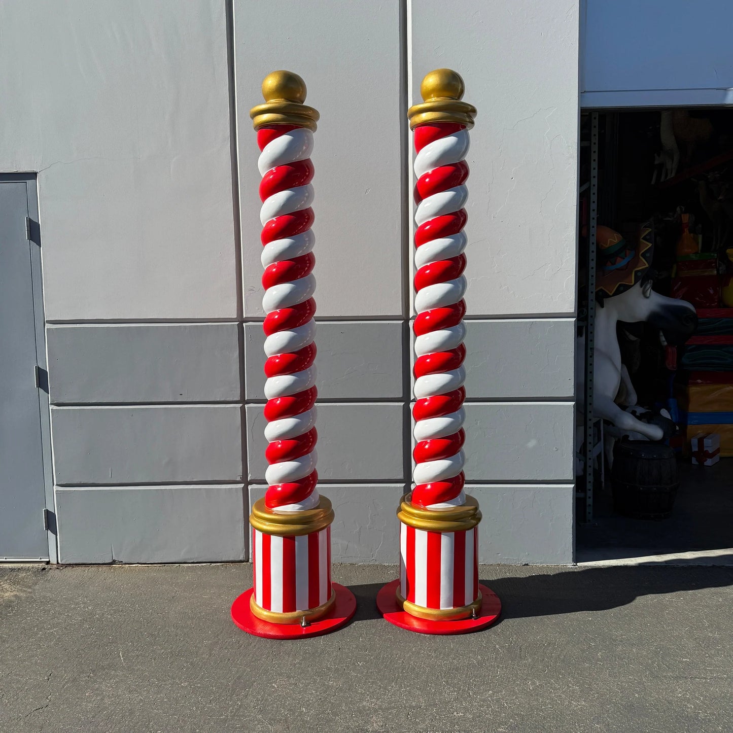 Single Candy Cane Twist Pillar Statue