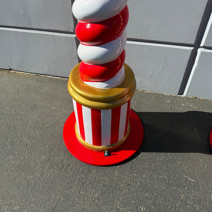 Single Candy Cane Twist Pillar Statue