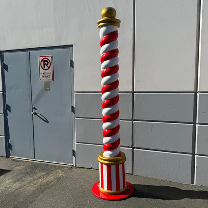 Single Candy Cane Twist Pillar Statue