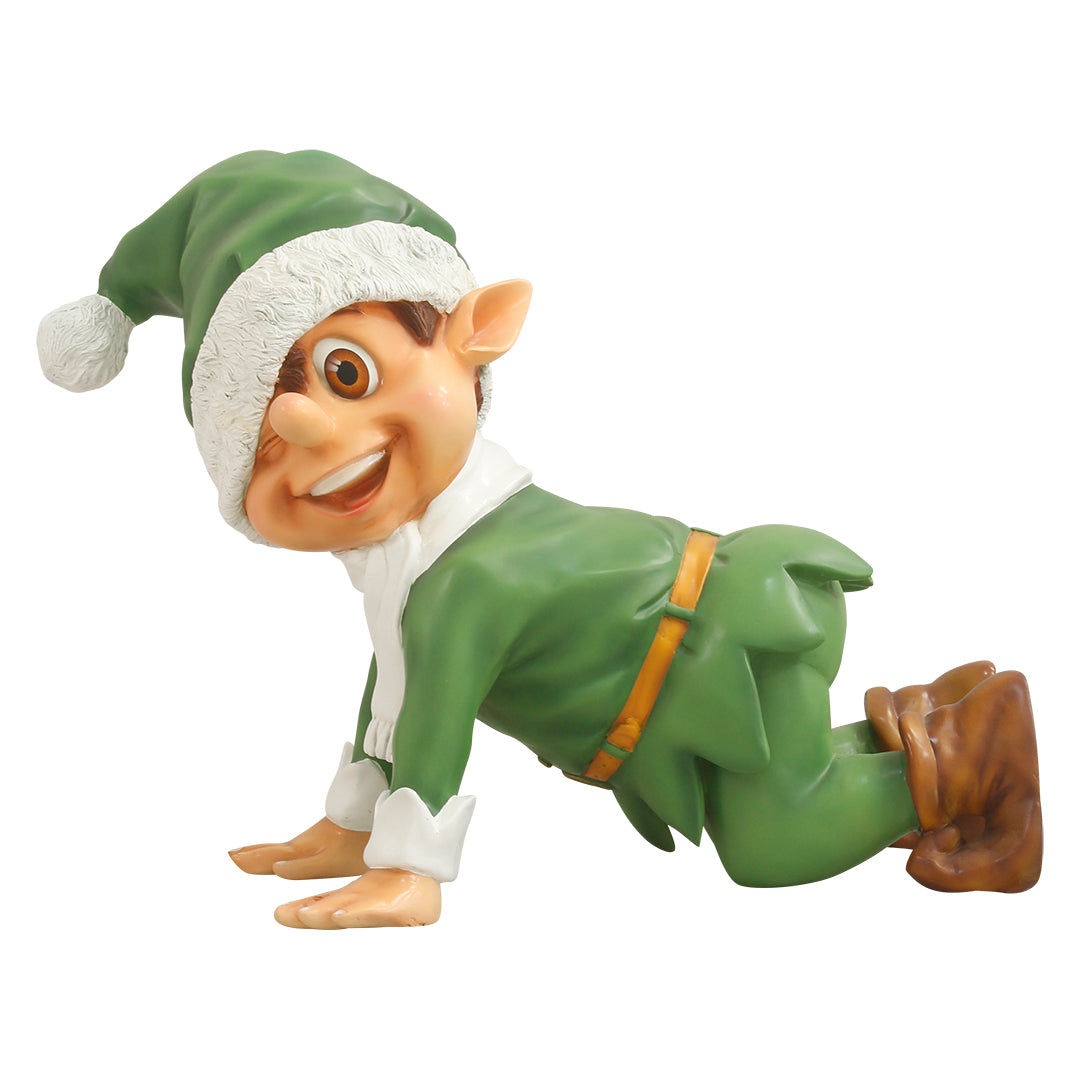 Green Elf Crawling Statue