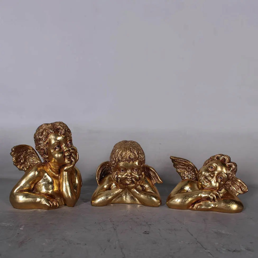 Small Gold Raphael's Angels Set of 3 Statues M0282-010305-H