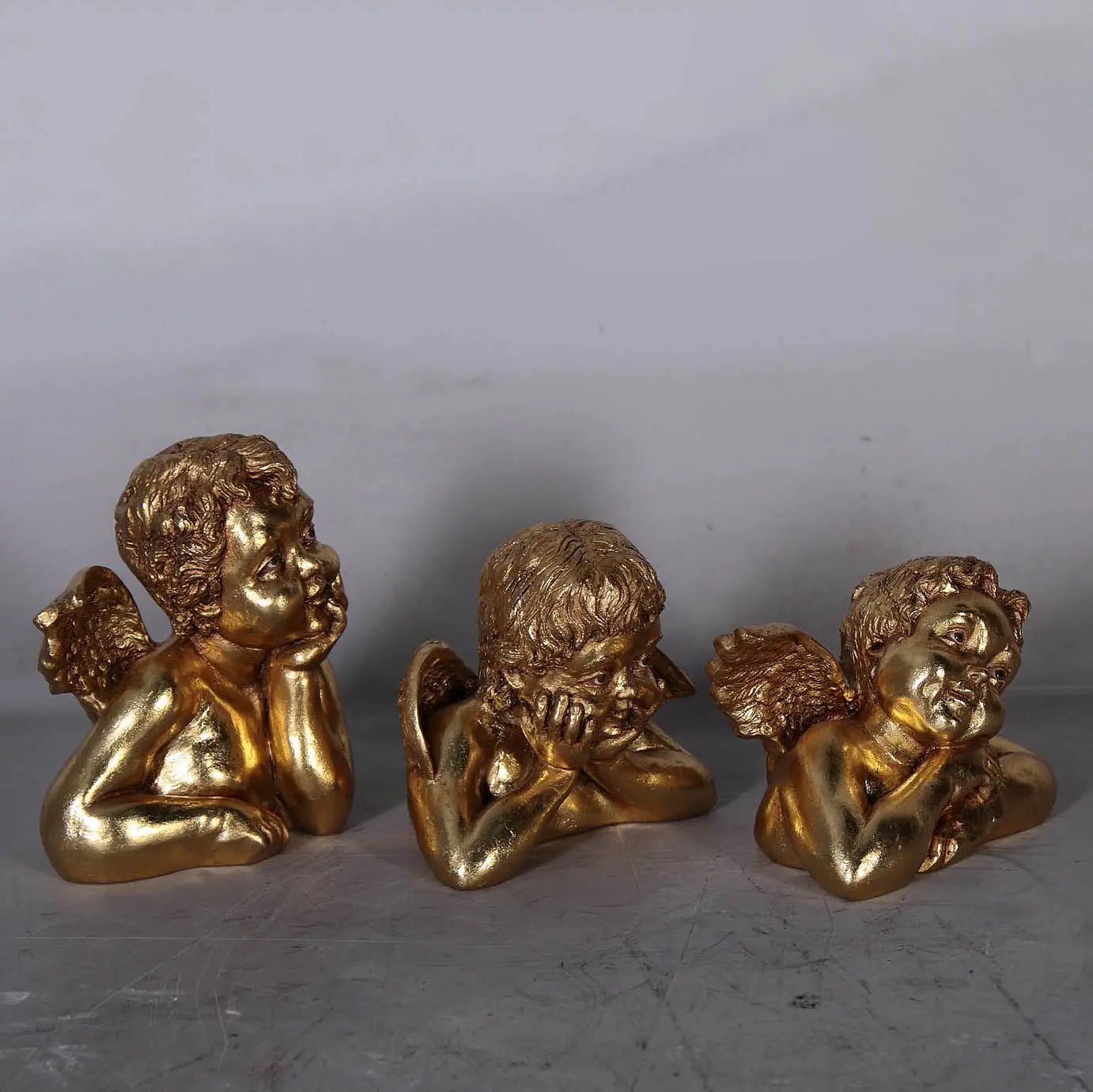 Small Gold Raphael's Angels Set of 3 Statues M0282-010305-H
