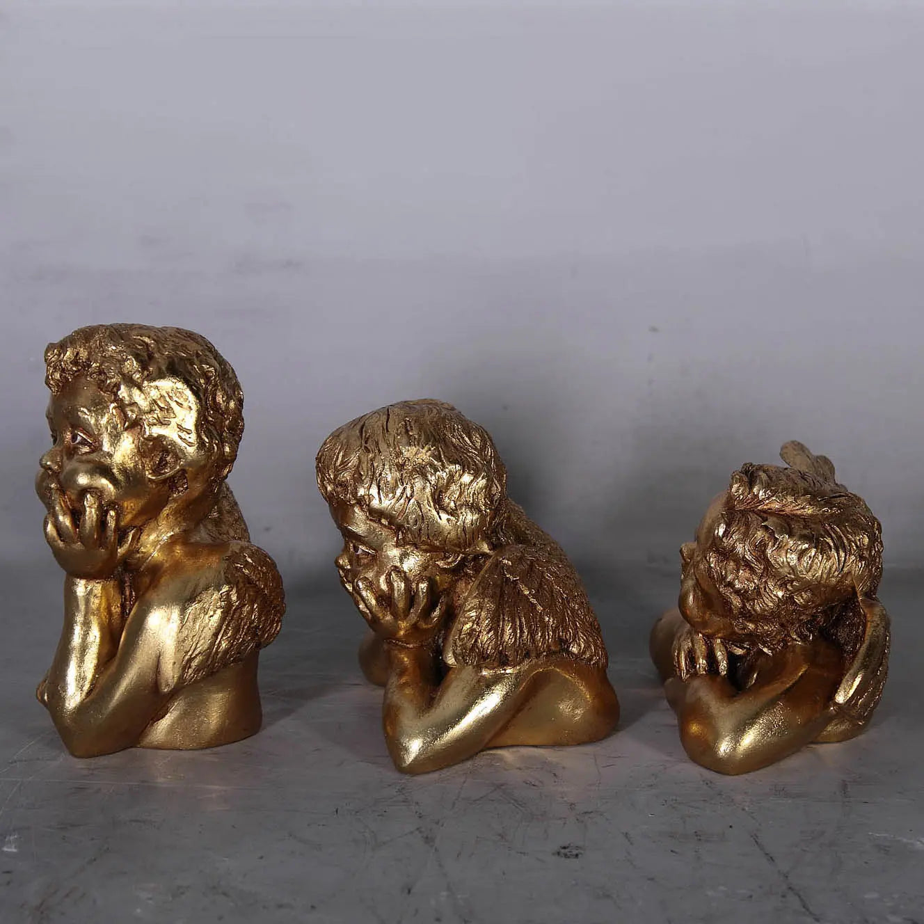 Small Gold Raphael's Angels Set of 3 Statues M0282-010305-H