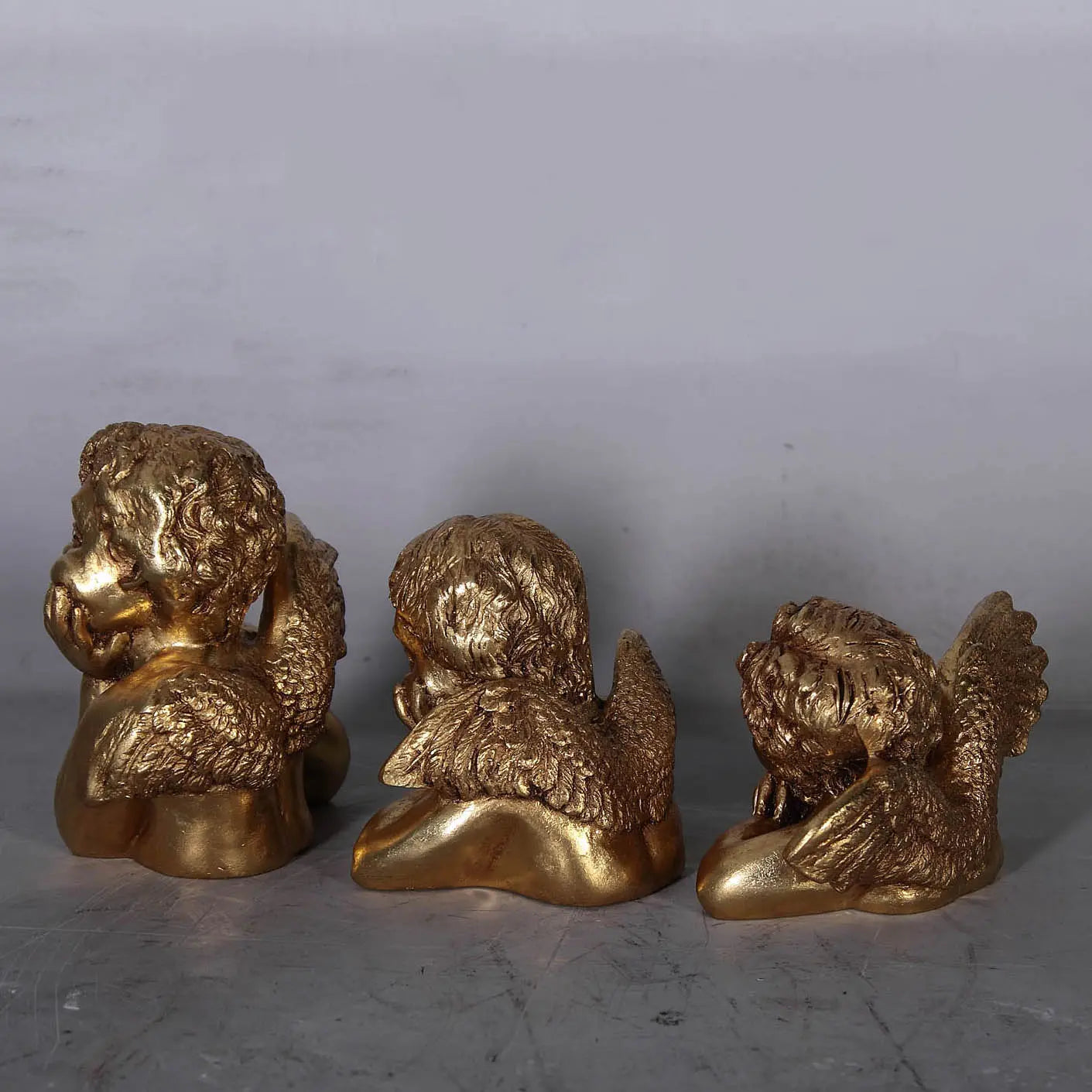 Small Gold Raphael's Angels Set of 3 Statues M0282-010305-H