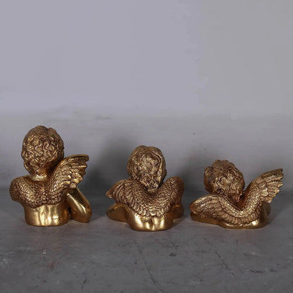 Small Gold Raphael's Angels Set of 3 Statues M0282-010305-H