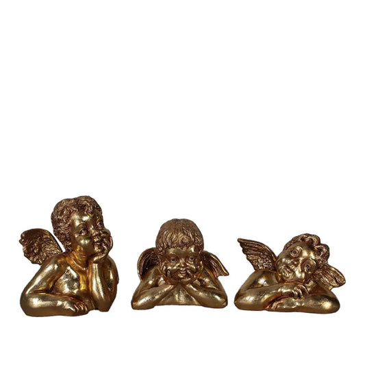Small Gold Raphael's Angels Set of 3 Statues M0282-010305-H