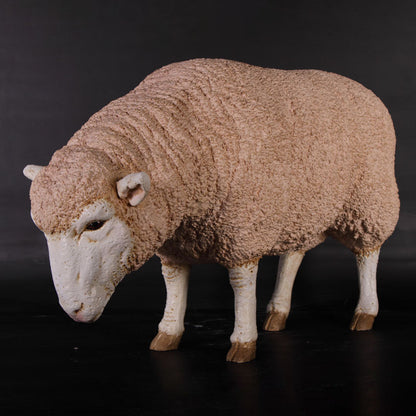 Merino Ewe Head Down Statue