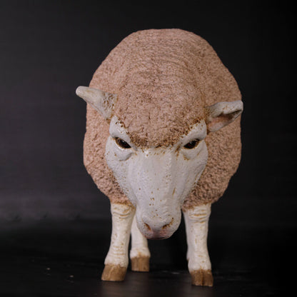 Merino Ewe Head Down Statue