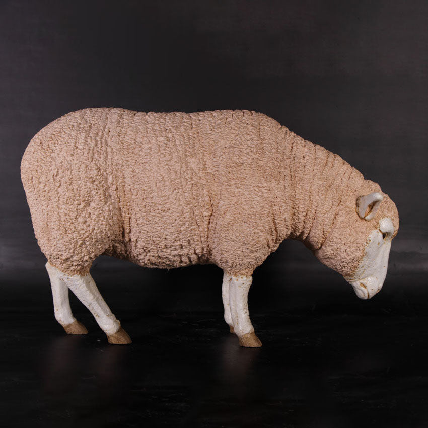 Merino Ewe Head Down Statue