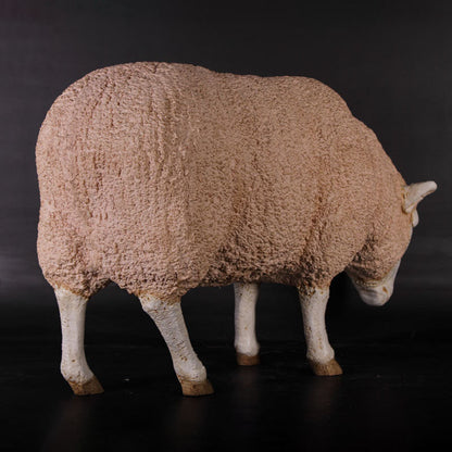 Merino Ewe Head Down Statue