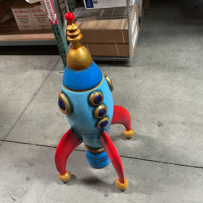 Blue Toy Rocket Over Sized Statue