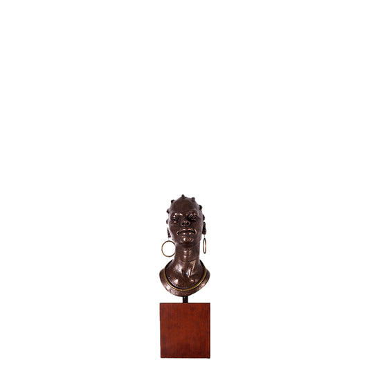 Bronze African Female Head Statue
