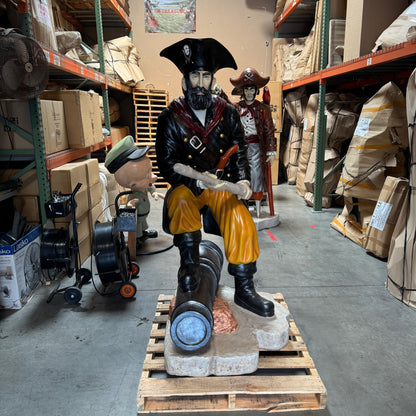 Pirate on Cannon Life Size Statue